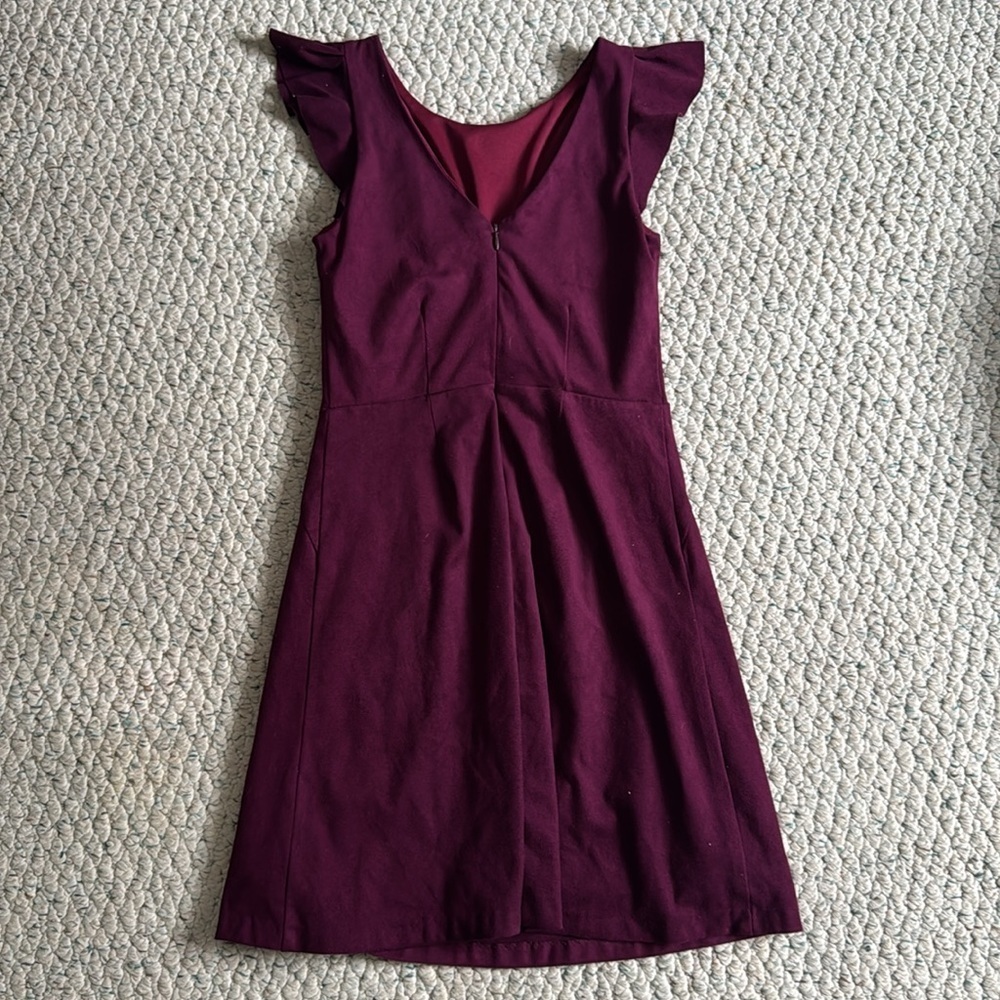 Design Lab Plum Dress with Ruffle Sleeves - Picture 3 of 4